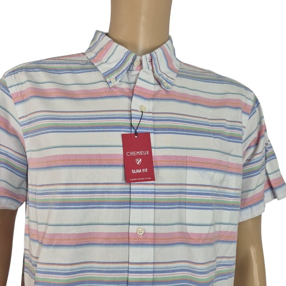 Cremieux Shirt Men's Size XL Slim Fit Oxford Short Sleeve Button Up White (54)
